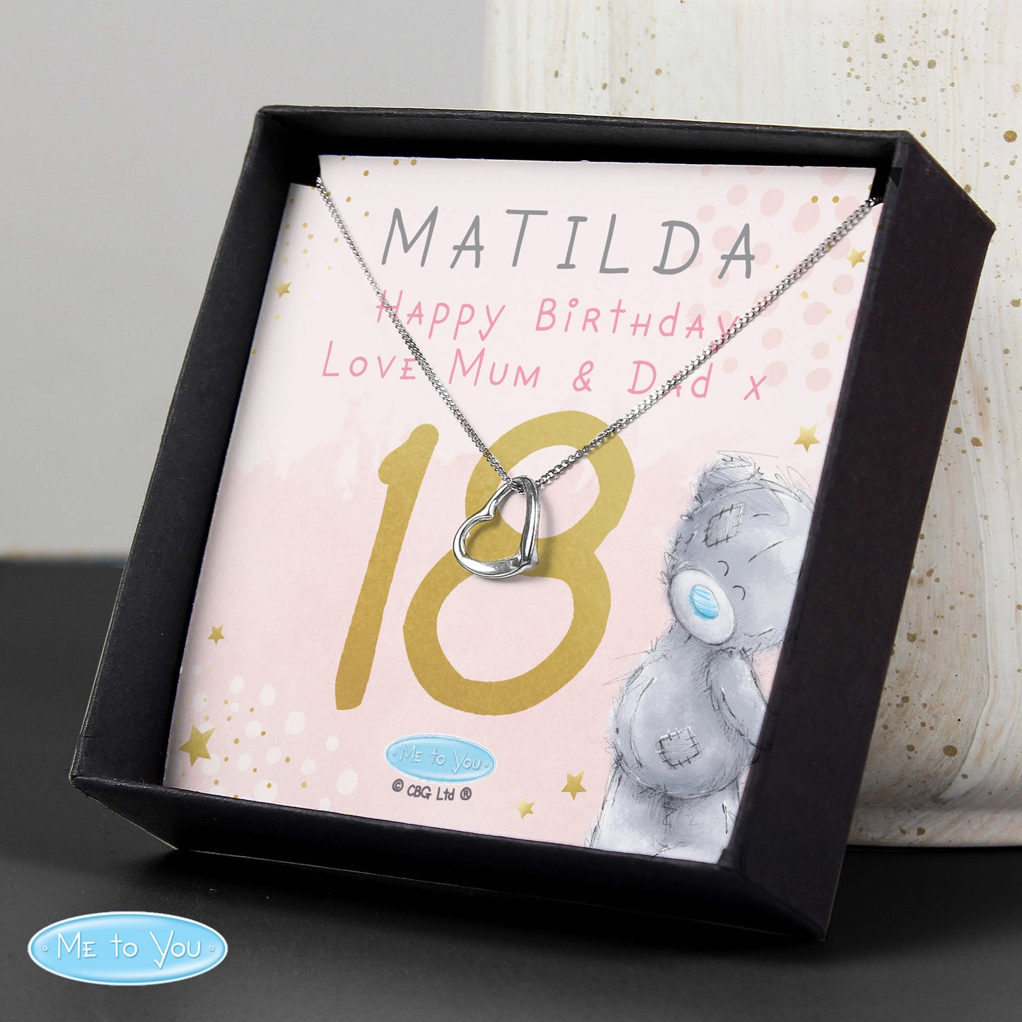 Personalised Me To You Sparkle & Shine Birthday Sentiment Silver Tone Necklace and Box - MK&JD Gifts