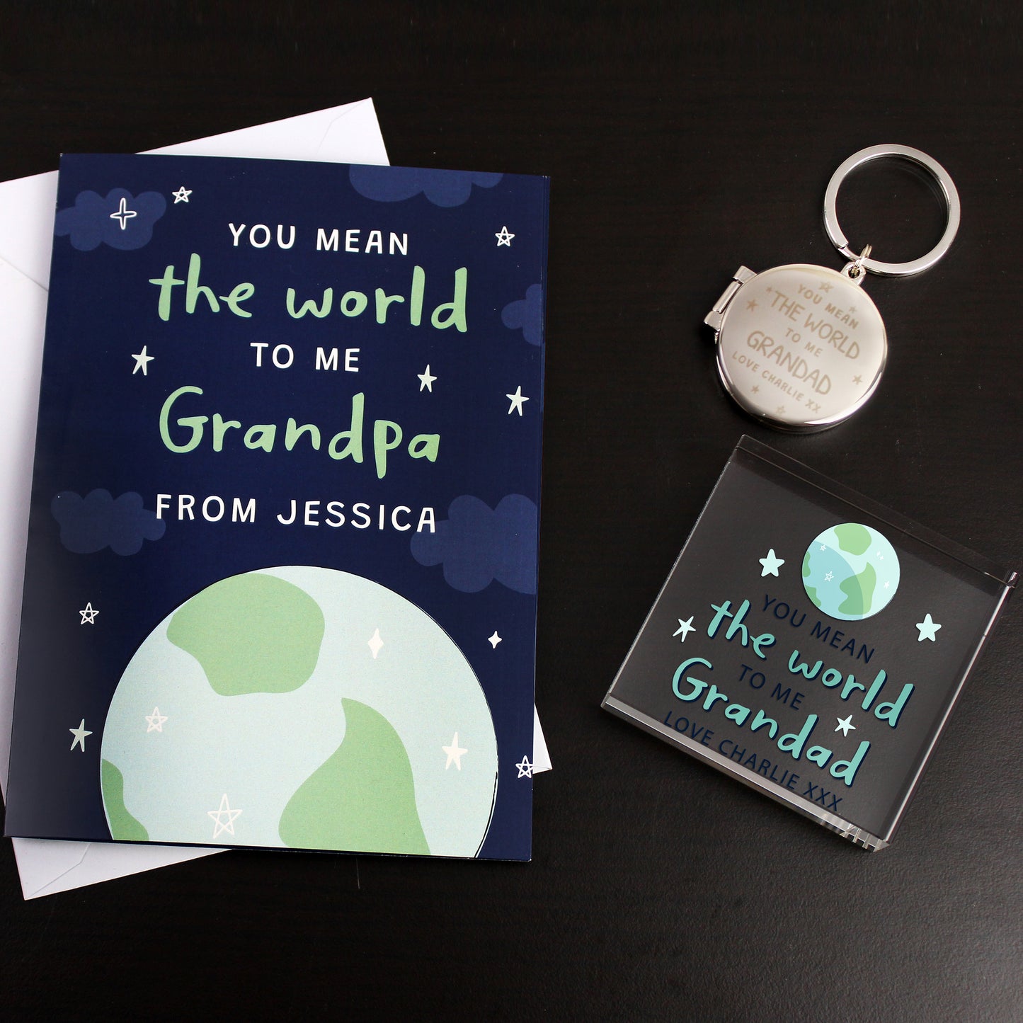 Personalised You Mean The World To Me Round Photo keyring - MK&JD Gifts