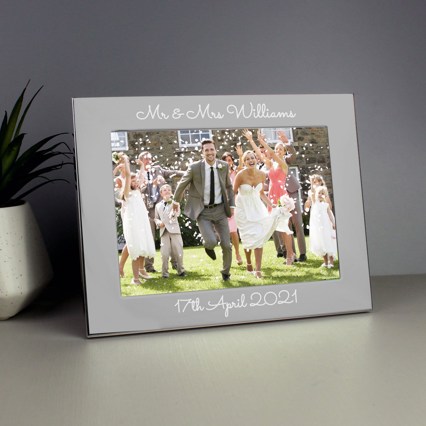 Personalised Free Text 5 x 7 Silver Photo Frame - MK&JD Gifts