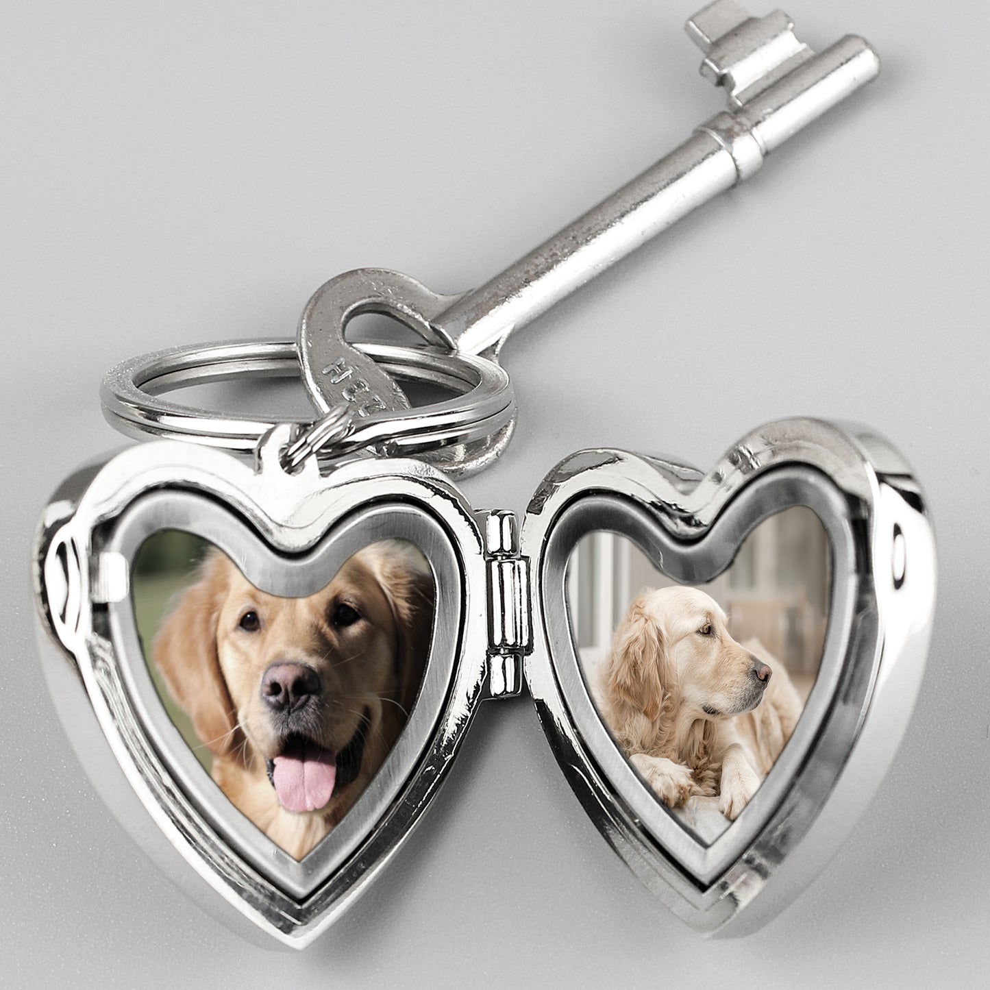 Personalised Paw Print Heart Photo Frame Keyring - MK&JD Gifts