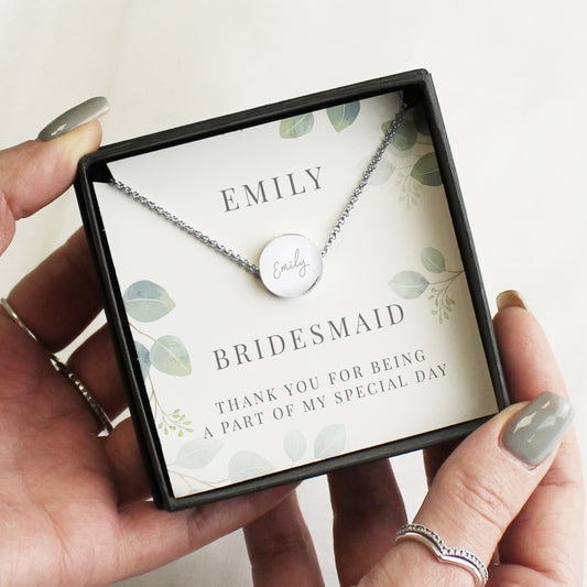 Personalised Botanical Sentiment Silver Tone Necklace and Box - MK&JD Gifts