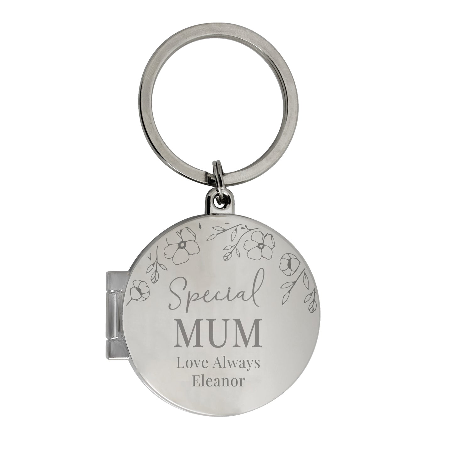 Personalised Floral Round Photo Frame Keyring - MK&JD Gifts