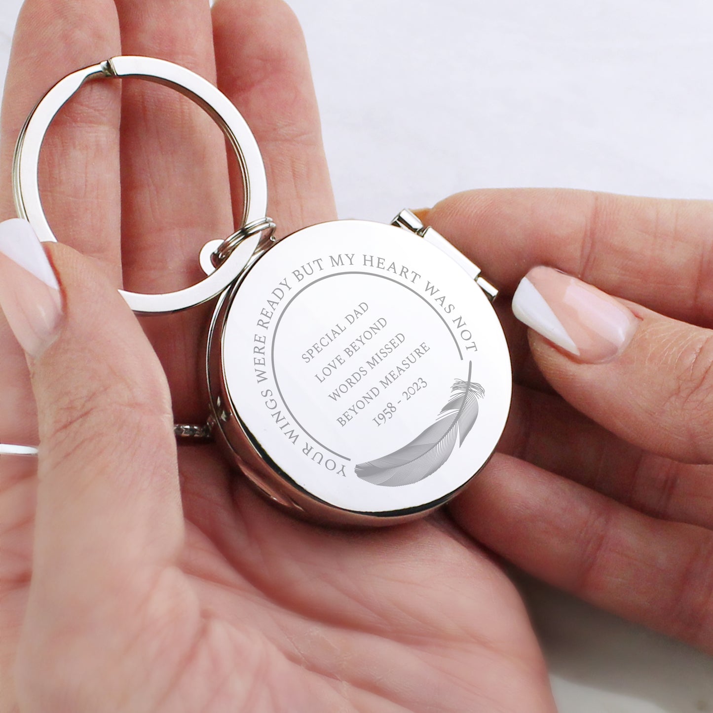 Personalised In Loving Memory Round Photo Keyring - MK&JD Gifts