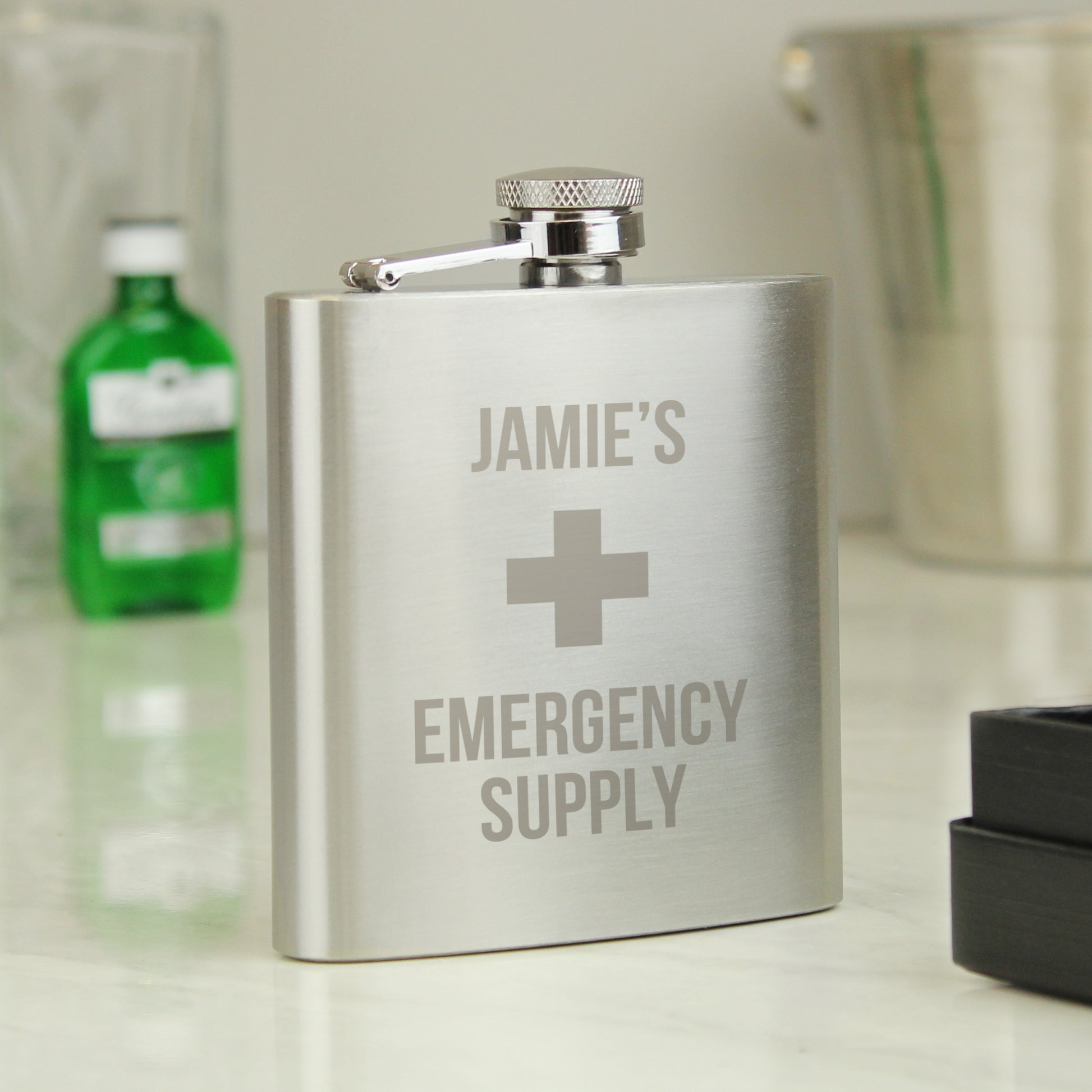 Personalised Emergency Supply Hip Flask - MK&JD Gifts