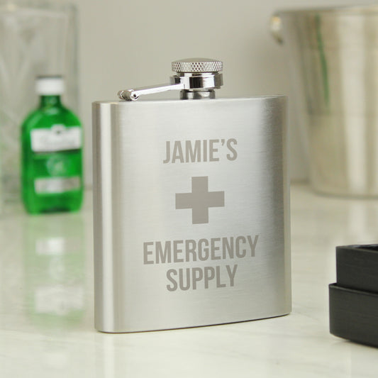 Personalised Emergency Supply Hip Flask - MK&JD Gifts