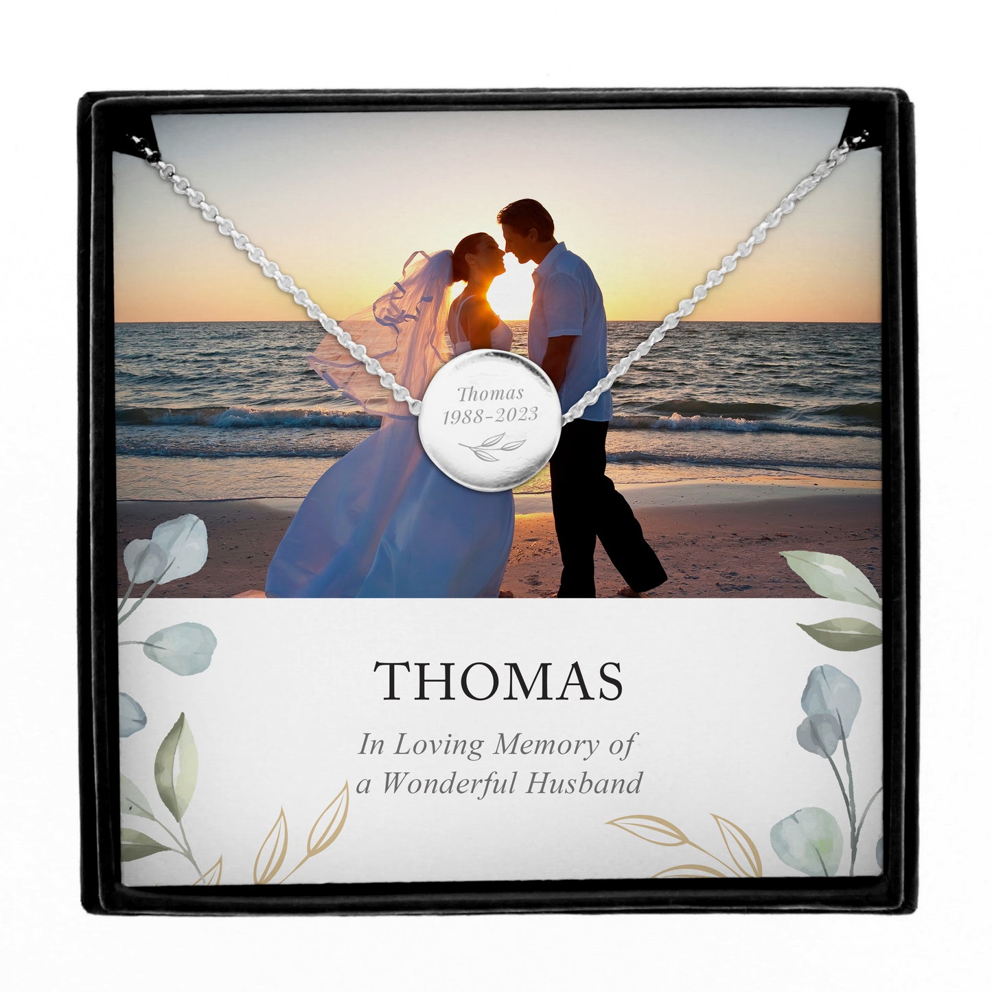 Personalised Botanical Memorial Photo Upload Necklace and Box - MK&JD Gifts