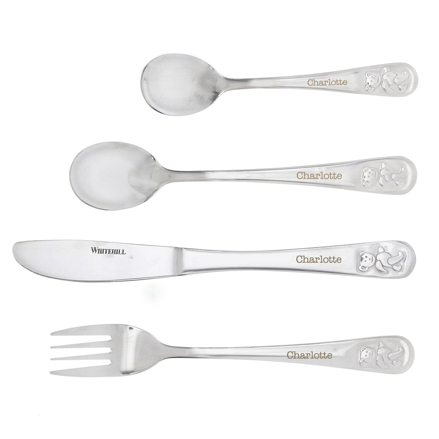 Personalised Teddy 4 Piece Embossed Cutlery Set - MK&JD Gifts