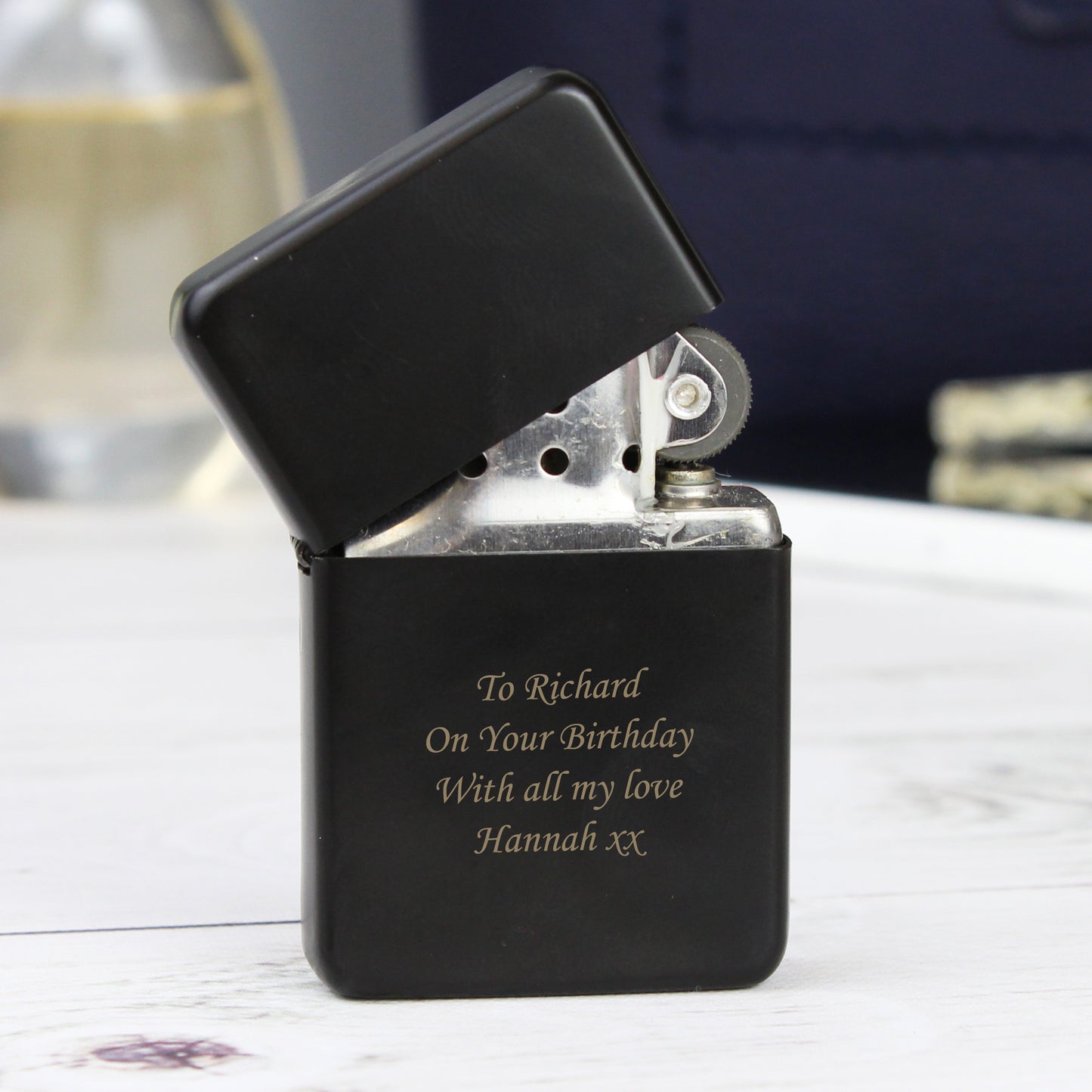 Personalised Engraved Black Lighter - MK&JD Gifts