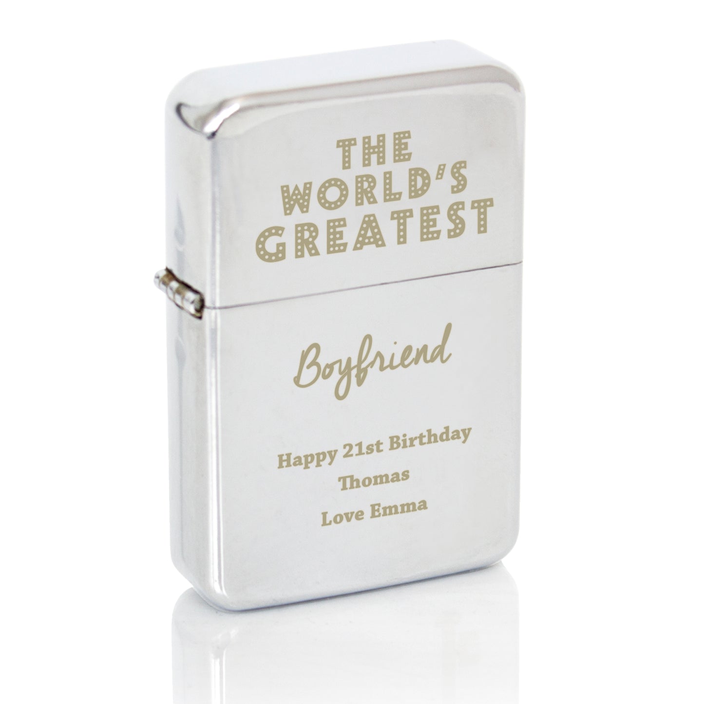 Personalised 'The World's Greatest' Silver Lighter - MK&JD Gifts