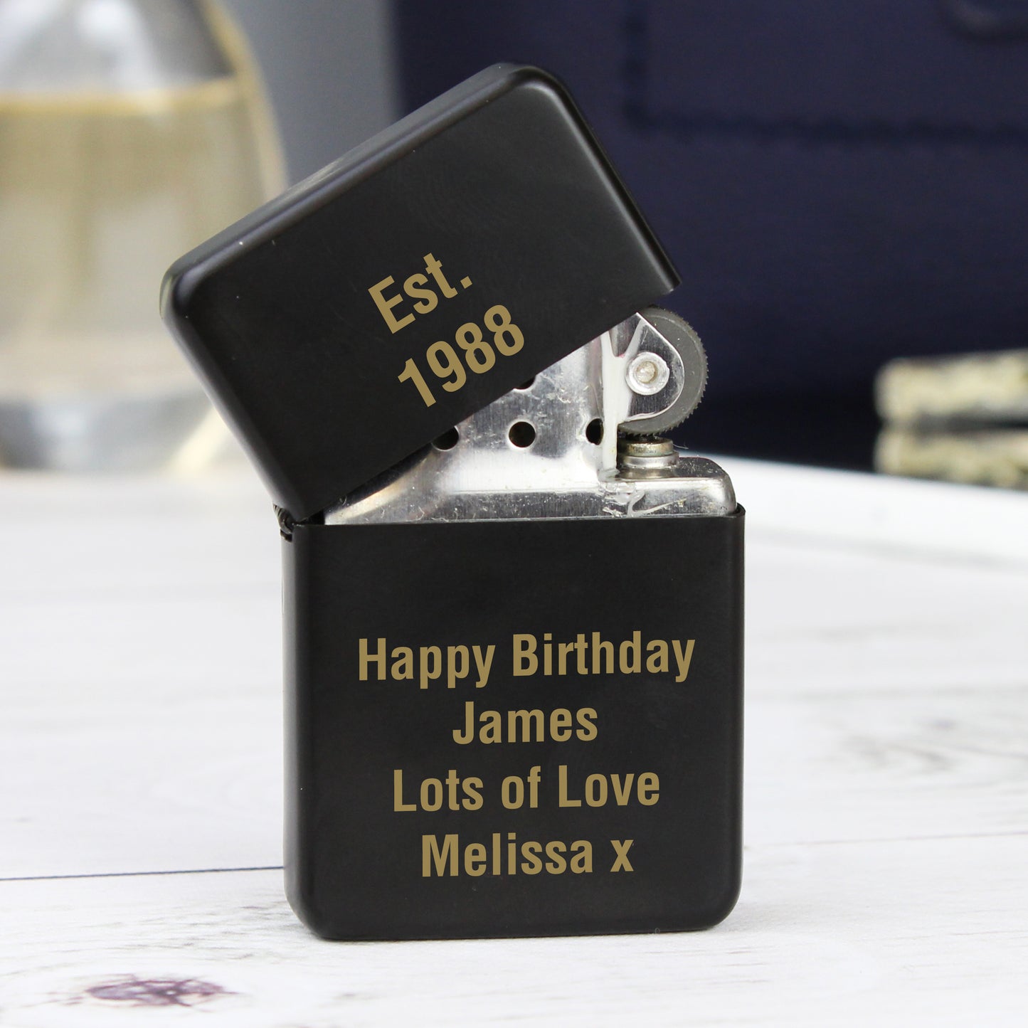 Personalised Black Lighter - MK&JD Gifts