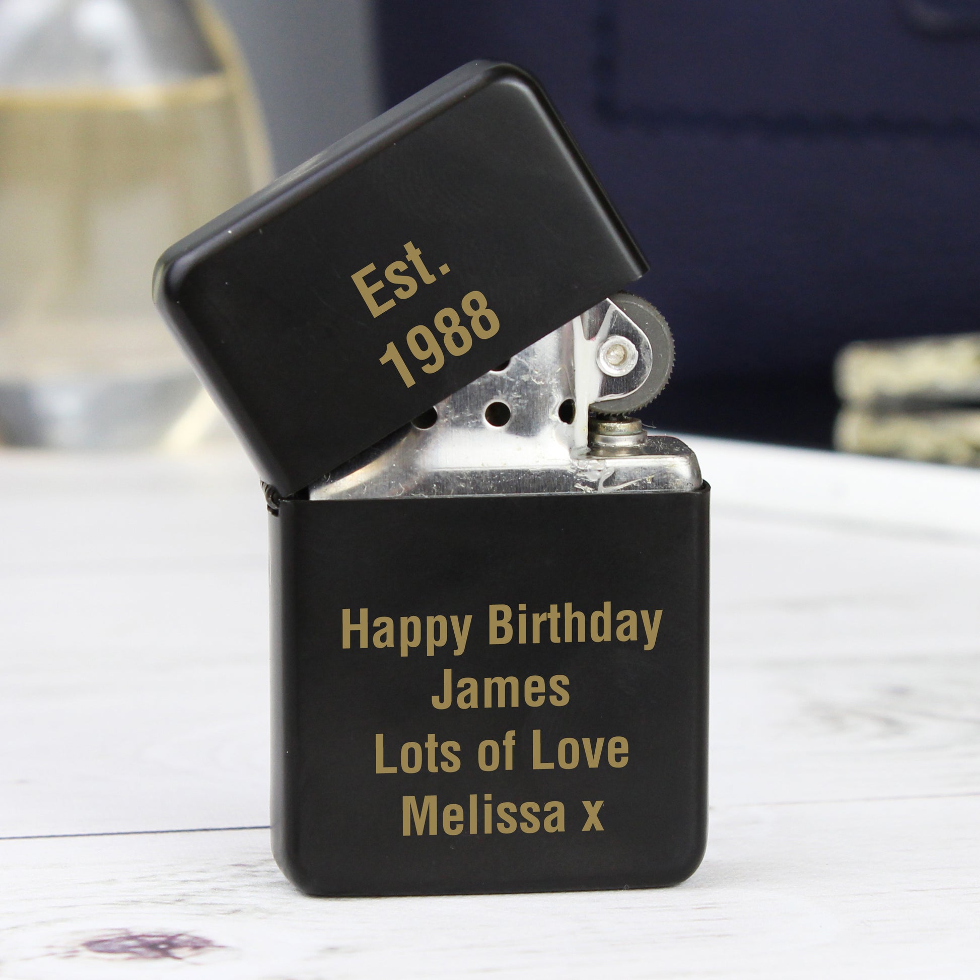 Personalised Black Lighter - MK&JD Gifts