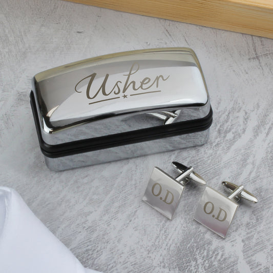 Personalised Usher Wedding Cufflinks and Box Set - MK&JD Gifts