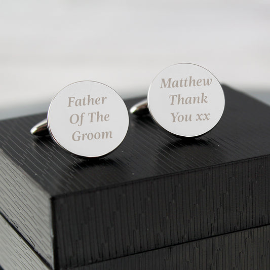Personalised Any Message Round Cufflinks - MK&JD Gifts