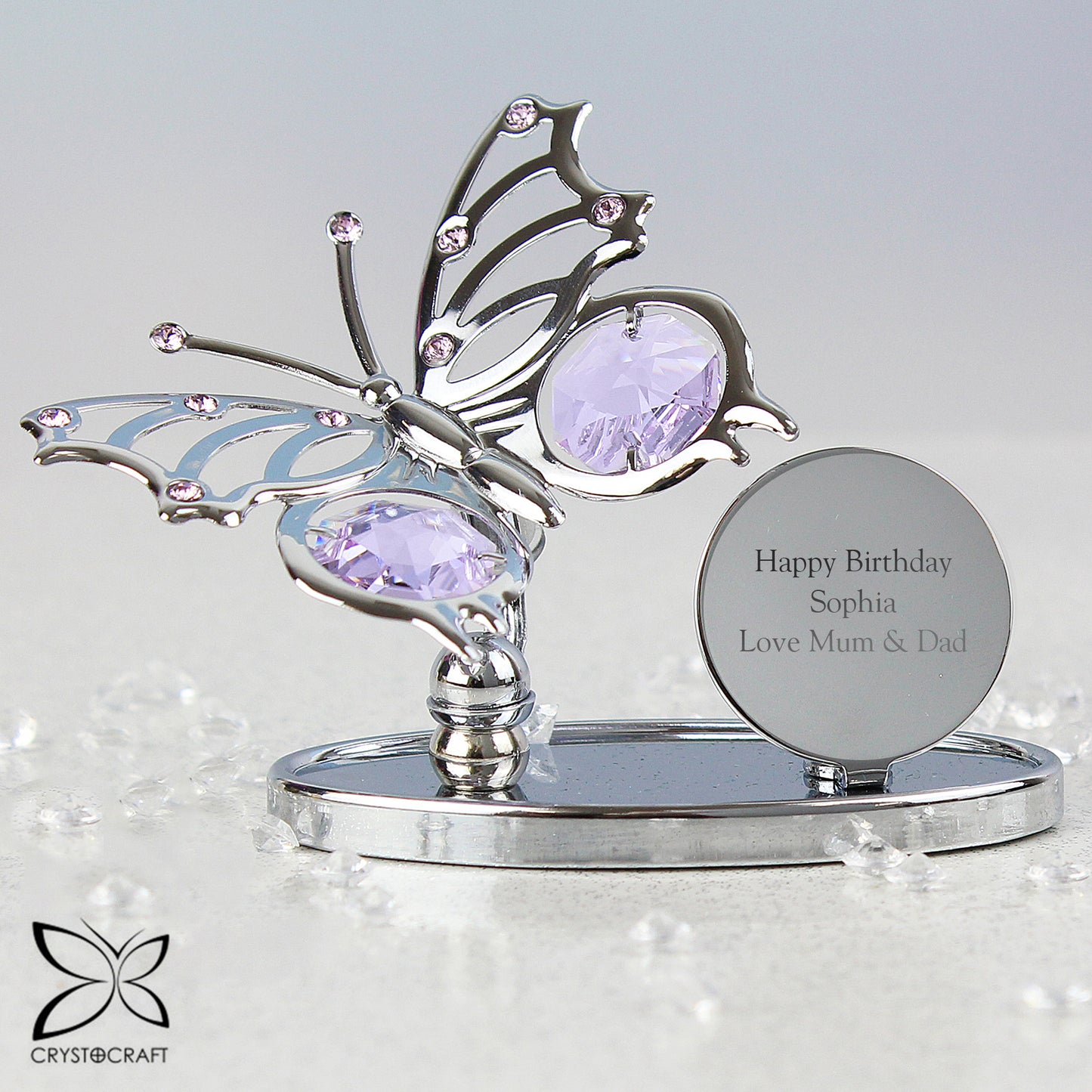 Personalised Crystocraft Butterfly Ornament - MK&JD Gifts