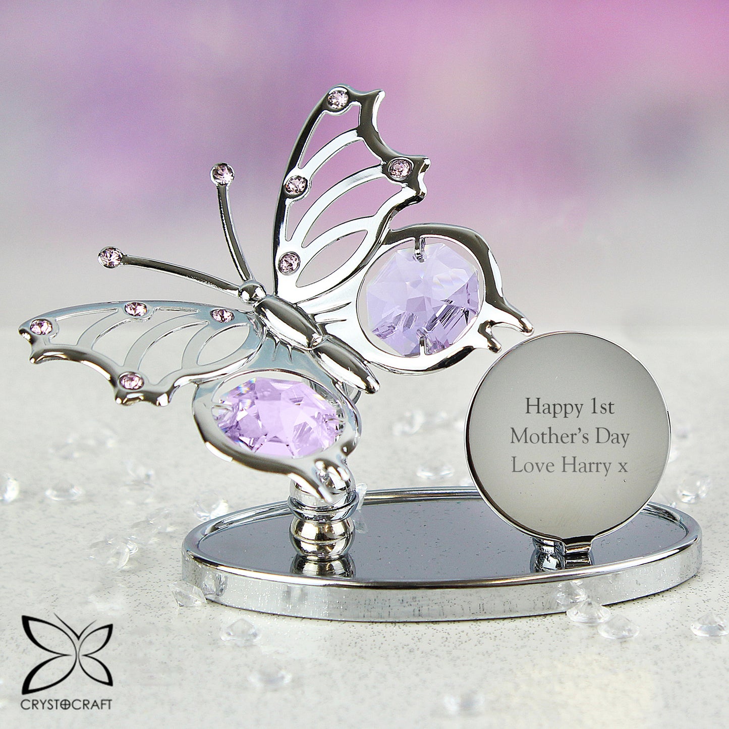 Personalised Crystocraft Butterfly Ornament - MK&JD Gifts