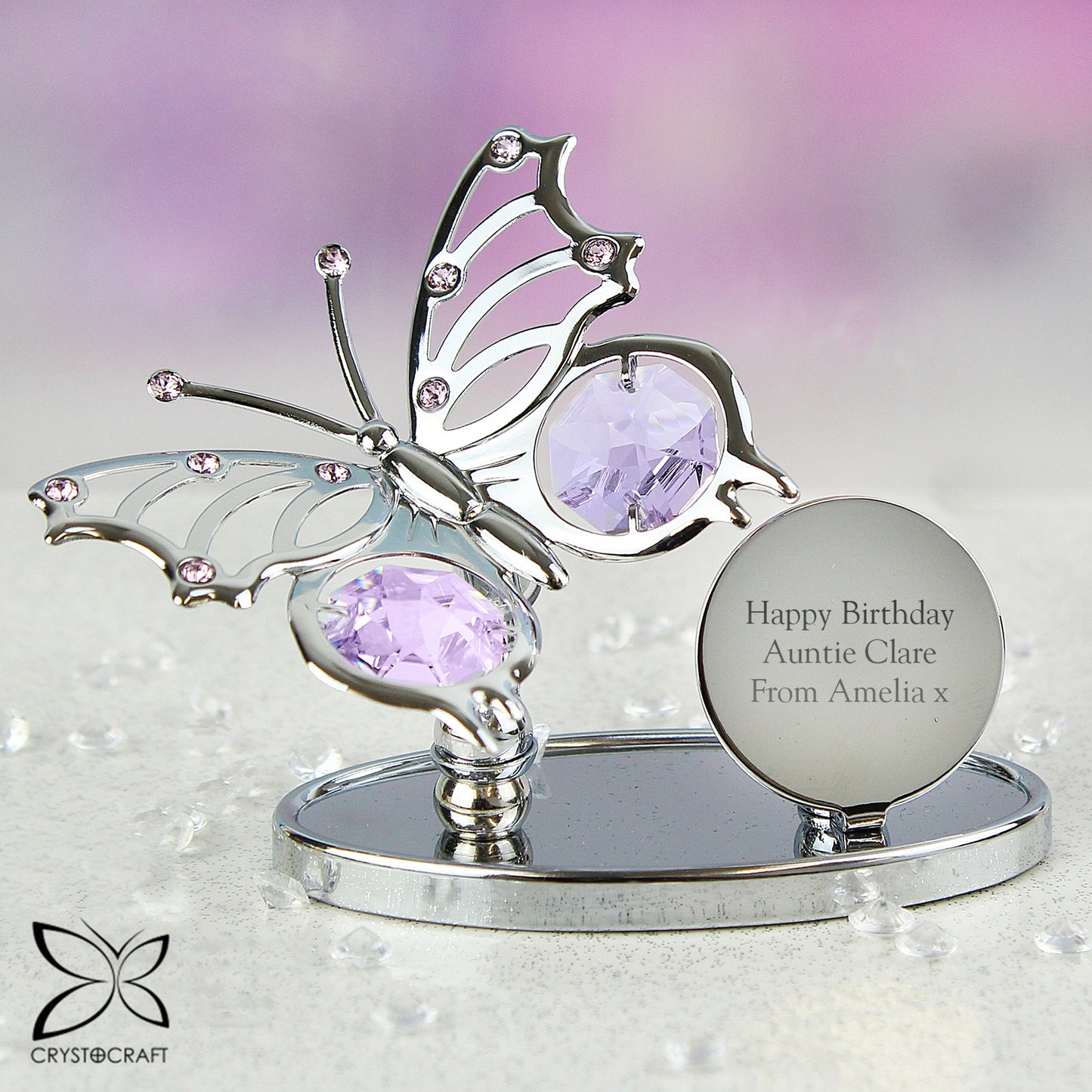 Personalised Crystocraft Butterfly Ornament - MK&JD Gifts