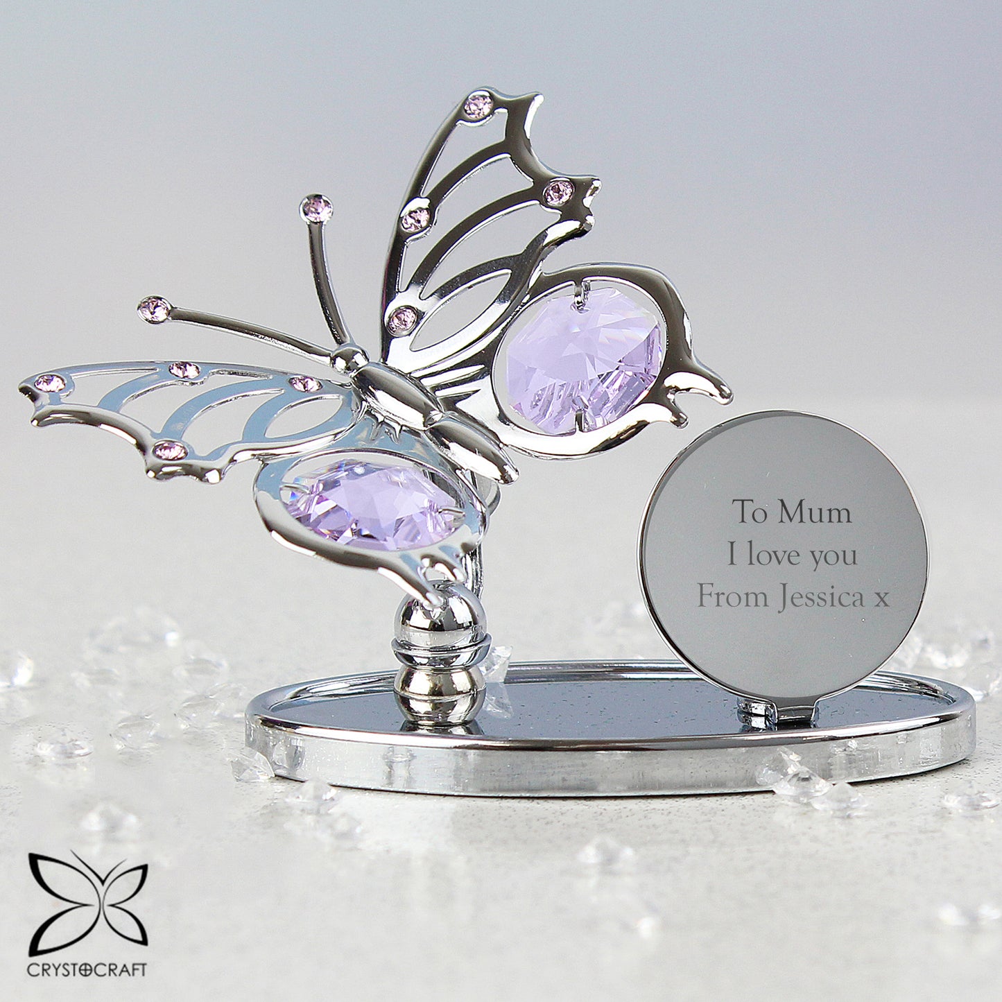 Personalised Crystocraft Butterfly Ornament - MK&JD Gifts