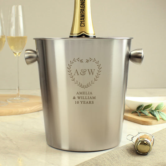 Personalised Botanical Stainless Steel Ice Bucket - MK&JD Gifts