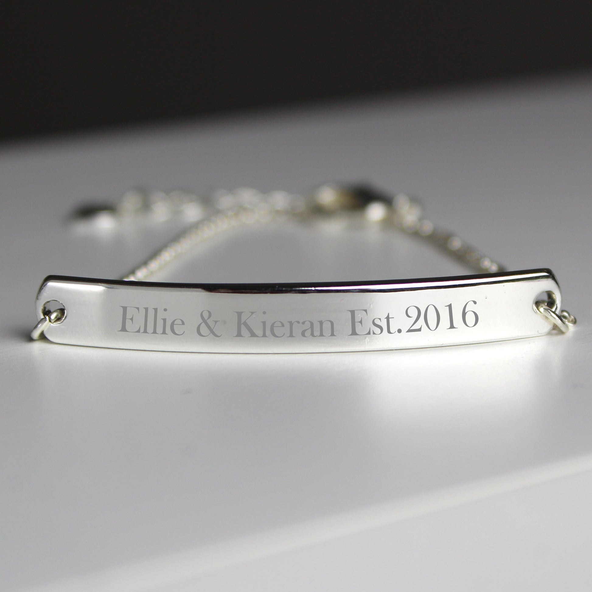 Personalised Silver Tone Bar Bracelet - MK&JD Gifts