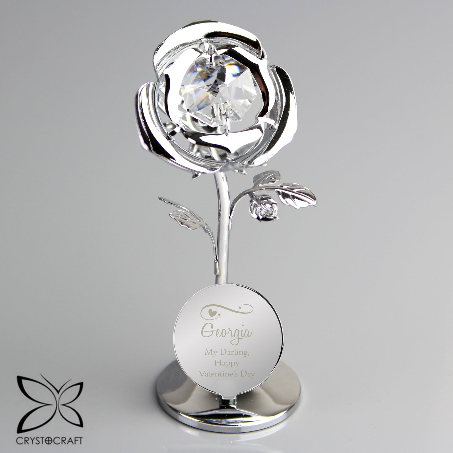 Personalised Swirls & Hearts Crystocraft Rose Ornament - MK&JD Gifts