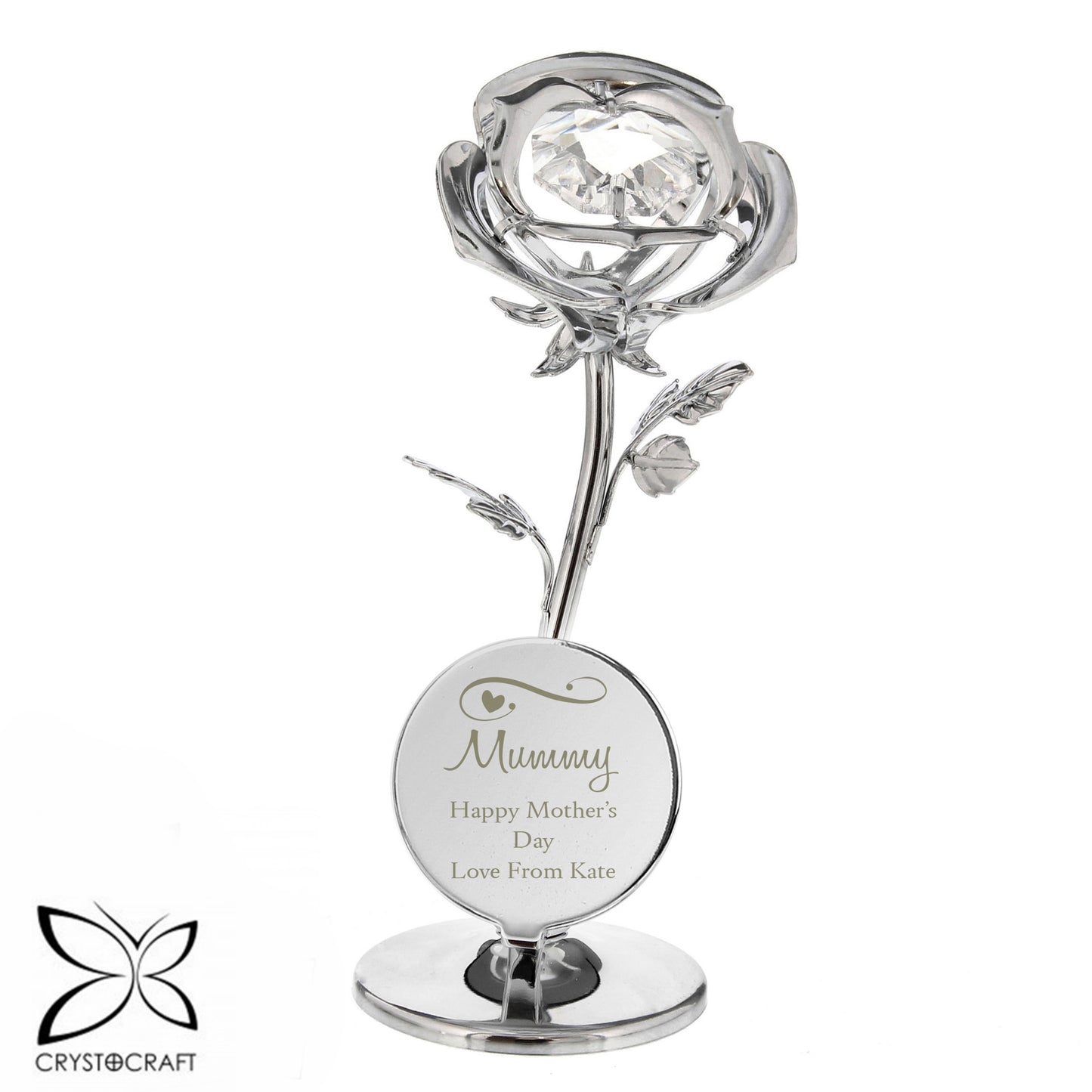 Personalised Swirls & Hearts Crystocraft Rose Ornament - MK&JD Gifts