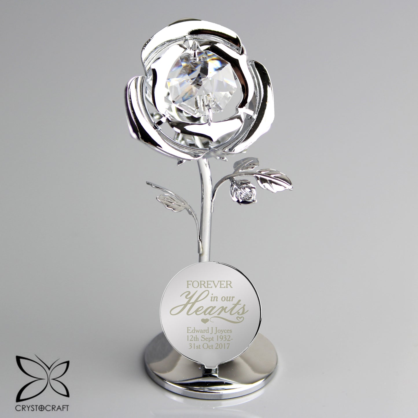 Personalised Forever in Our Hearts Crystocraft Rose Ornament - MK&JD Gifts