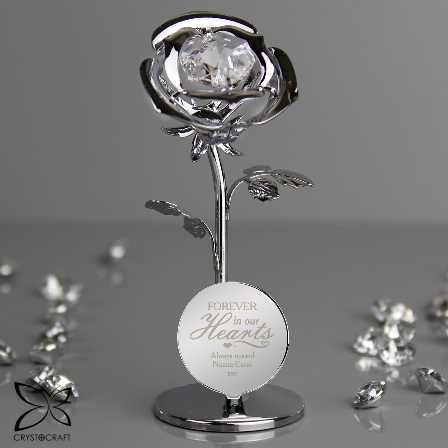 Personalised Forever in Our Hearts Crystocraft Rose Ornament - MK&JD Gifts