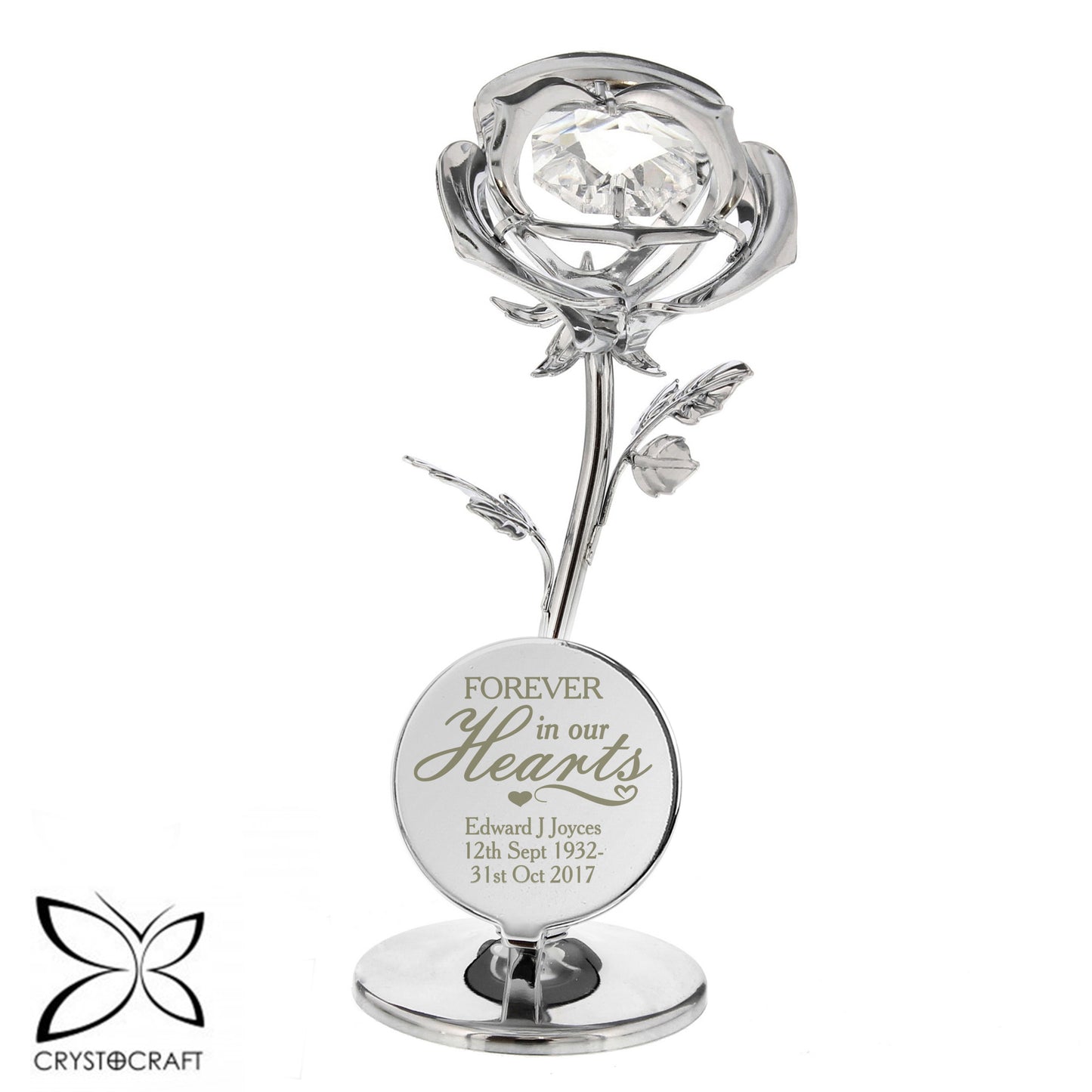 Personalised Forever in Our Hearts Crystocraft Rose Ornament - MK&JD Gifts