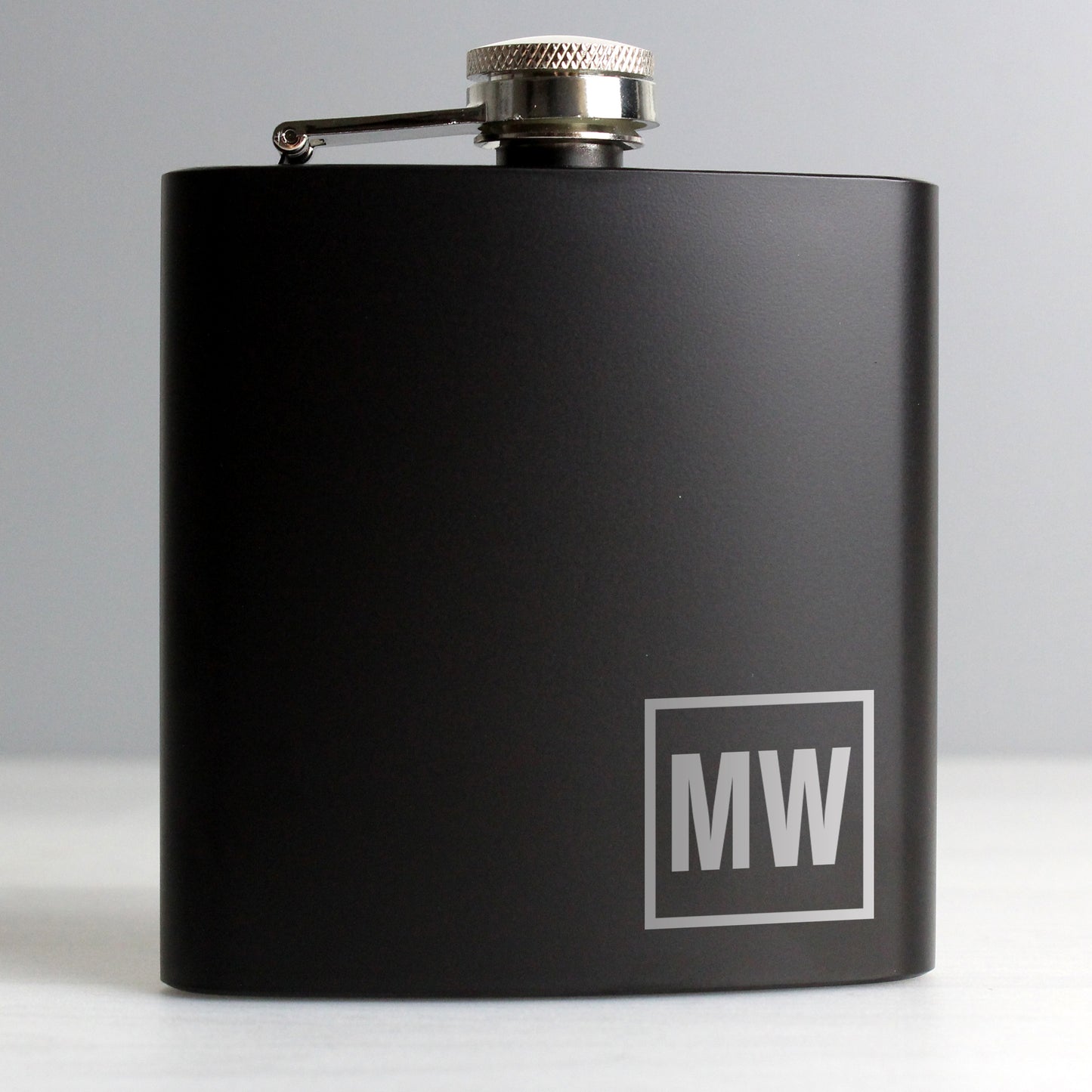 Personalised Initials Black Hip Flask - MK&JD Gifts