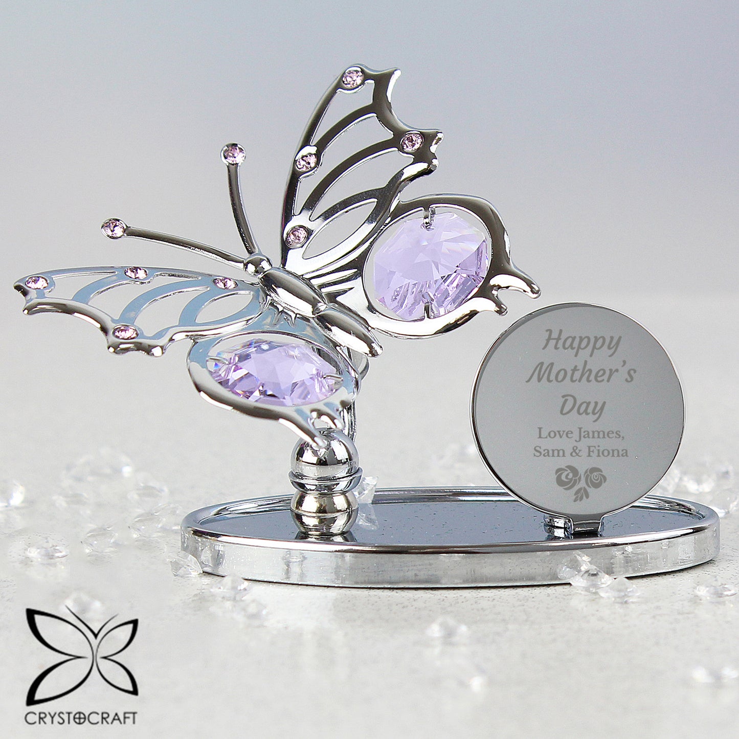 Personalised Happy Mothers Day Crystocraft Butterfly - MK&JD Gifts