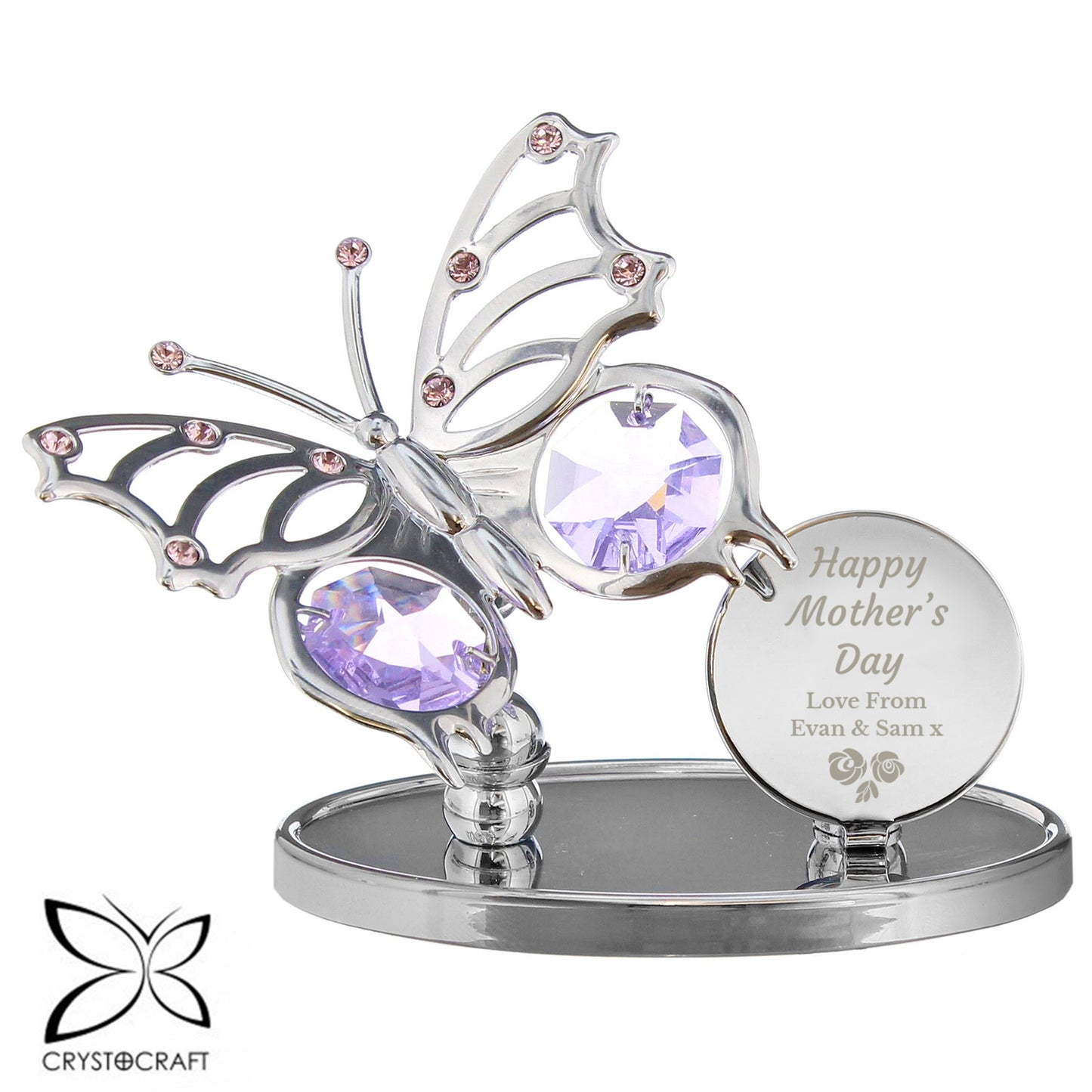 Personalised Happy Mothers Day Crystocraft Butterfly - MK&JD Gifts