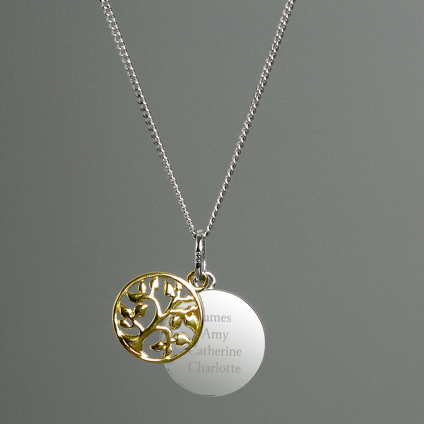 Personalised Sterling Silver & 9ct Gold Family Tree Of Life Necklace - MK&JD Gifts