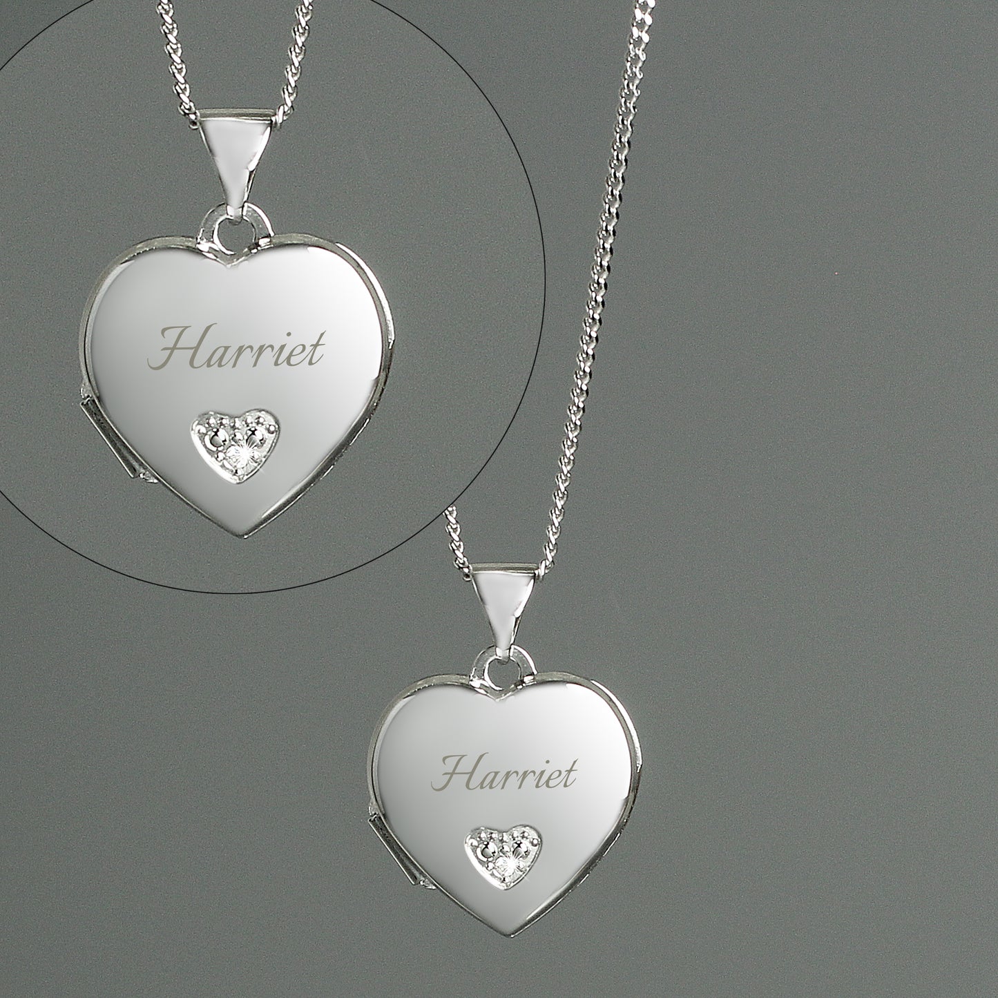 Personalised Children's Sterling Silver & Cubic Zirconia Heart Locket Necklace - MK&JD Gifts