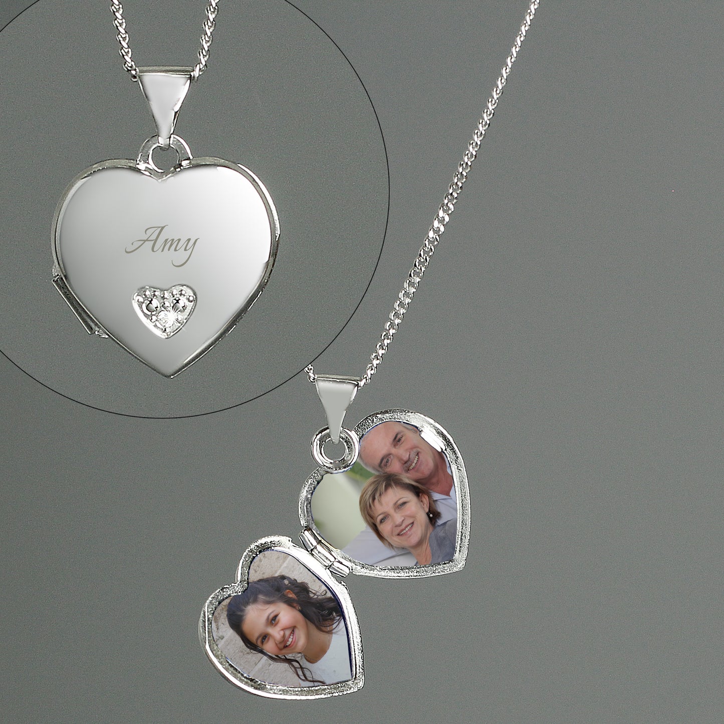 Personalised Children's Sterling Silver & Cubic Zirconia Heart Locket Necklace - MK&JD Gifts