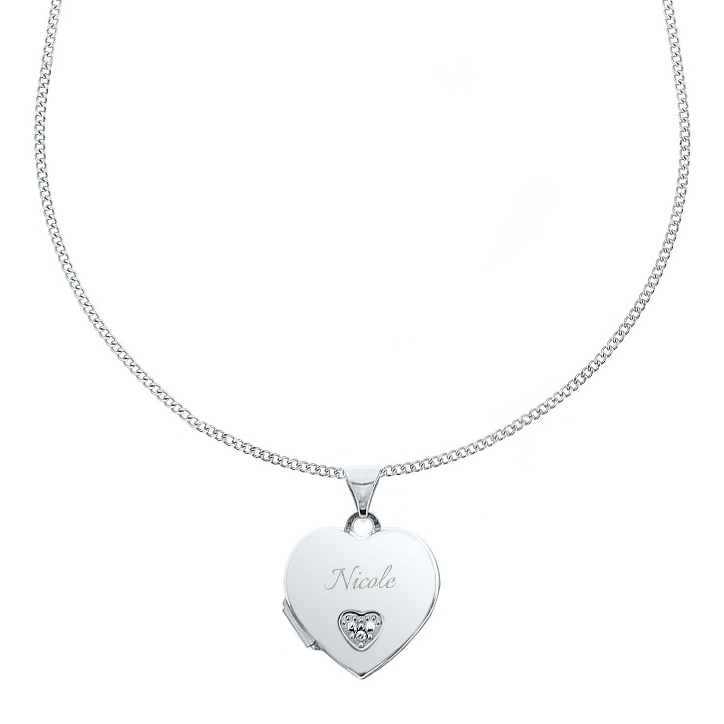 Personalised Children's Sterling Silver & Cubic Zirconia Heart Locket Necklace - MK&JD Gifts