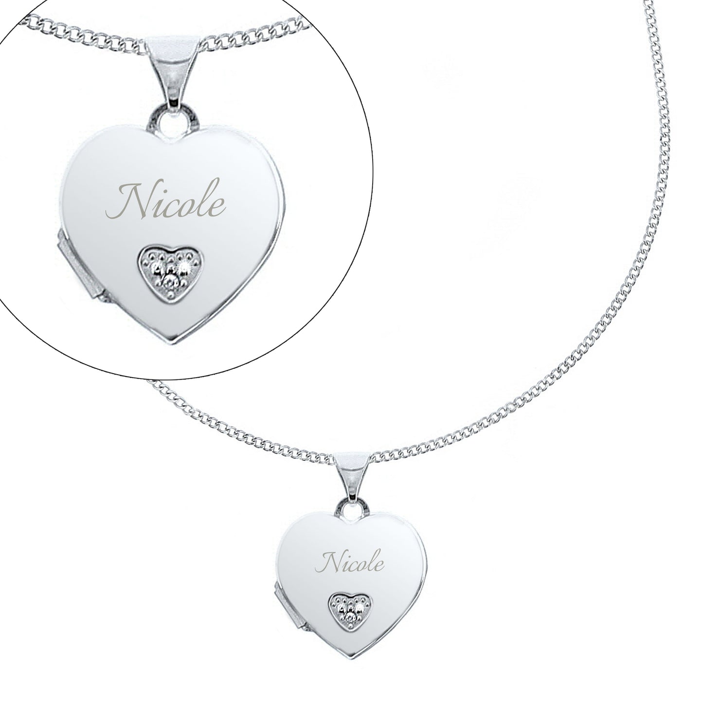 Personalised Children's Sterling Silver & Cubic Zirconia Heart Locket Necklace - MK&JD Gifts