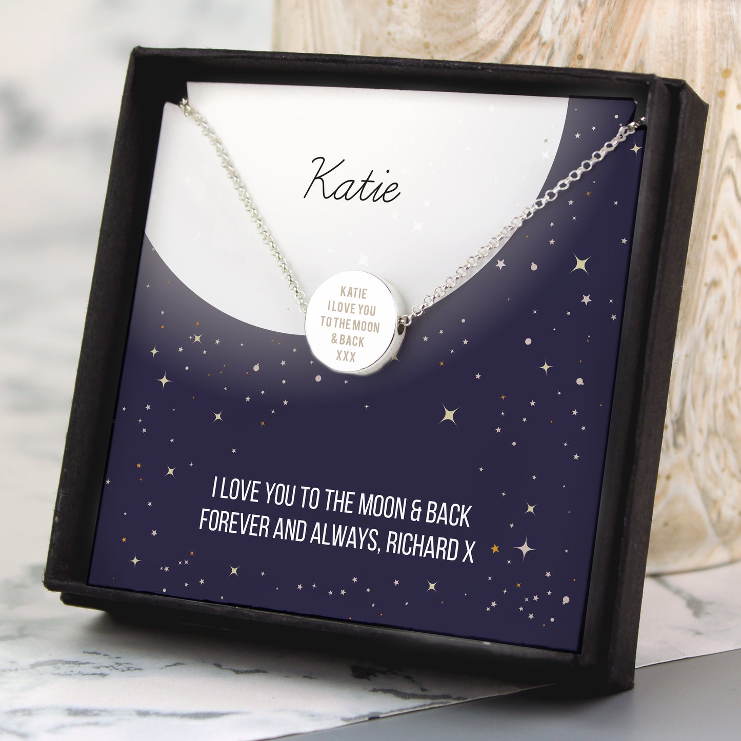 Personalised Sentiment Disc Necklace and Box - MK&JD Gifts