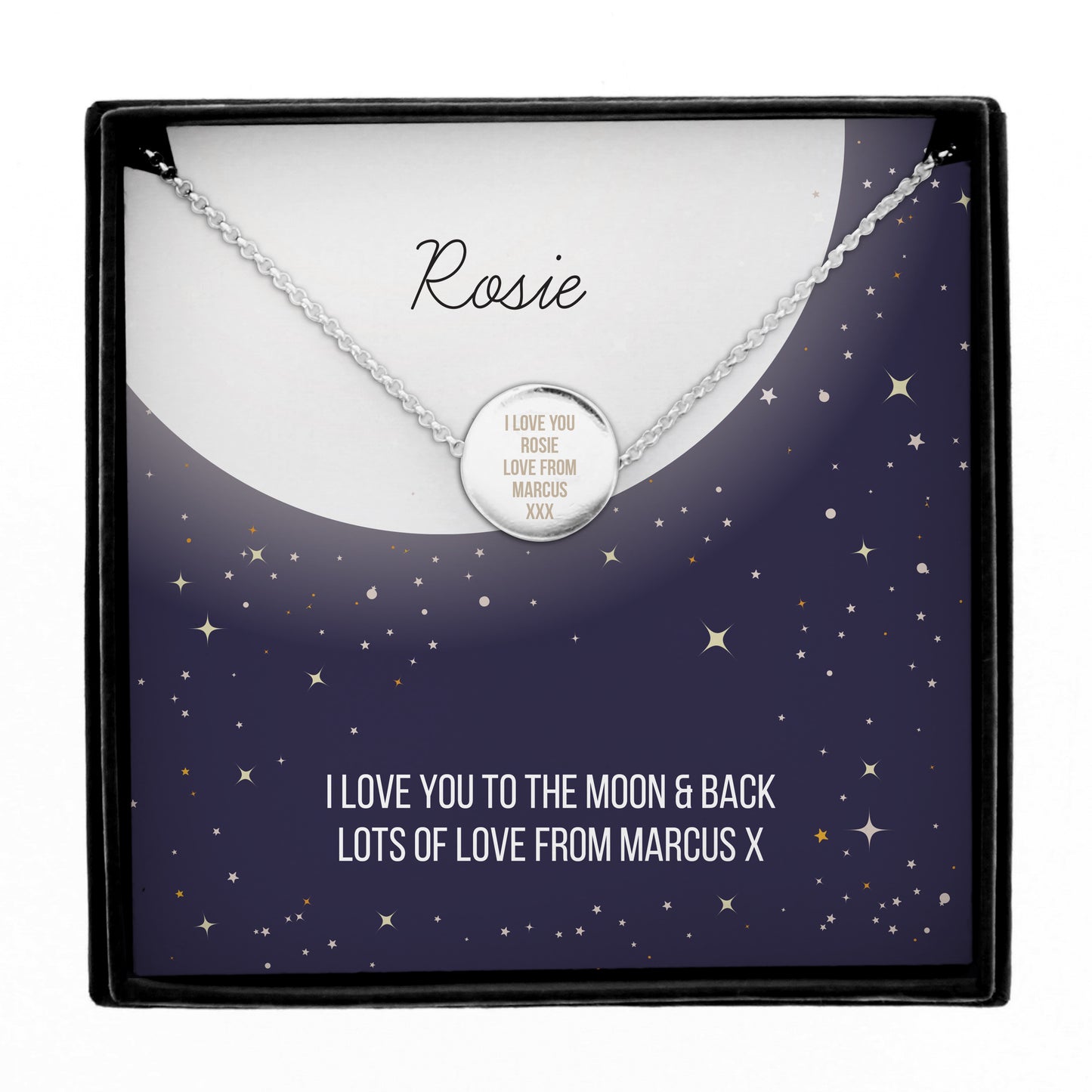 Personalised Sentiment Disc Necklace and Box - MK&JD Gifts