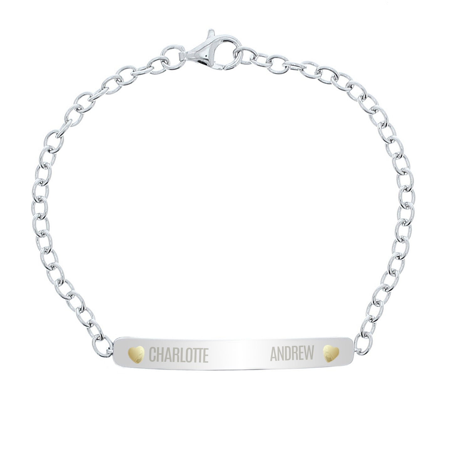 Personalised Two Names Sterling Silver and 9ct Gold Bar Bracelet - MK&JD Gifts