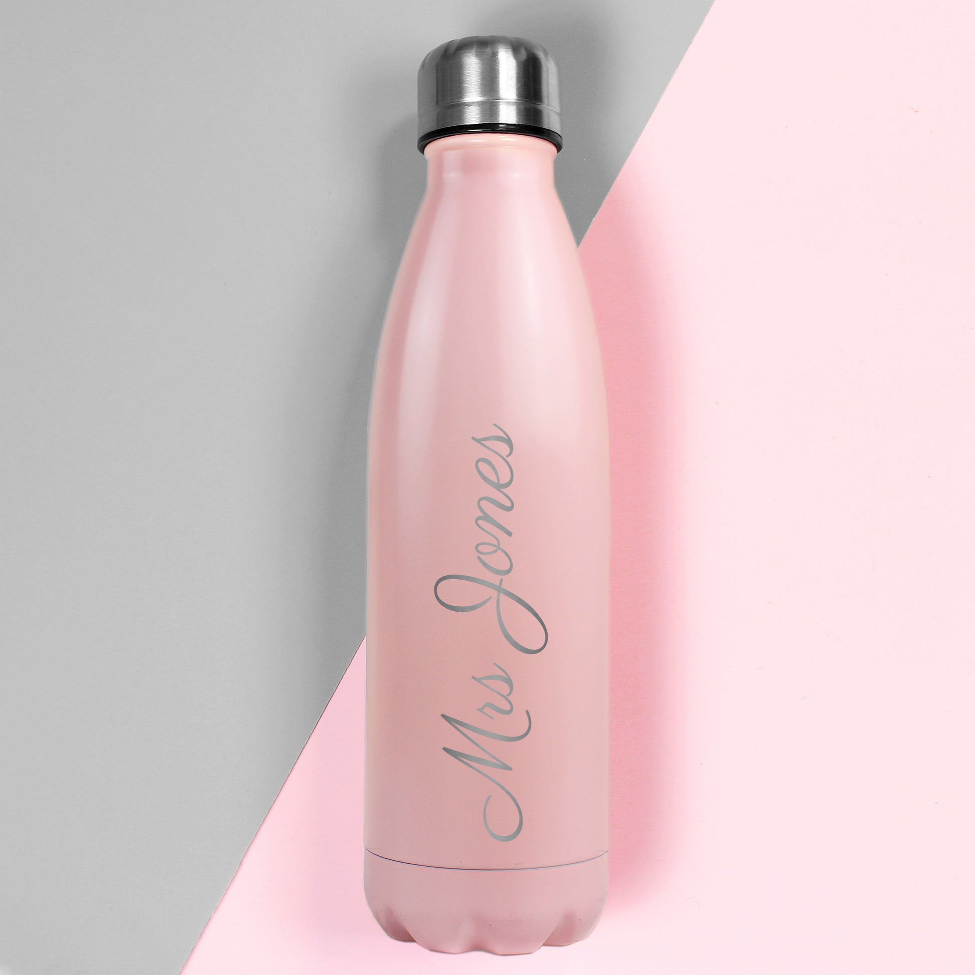Personalised Pink Metal Insulated Drinks Bottle - MK&JD Gifts