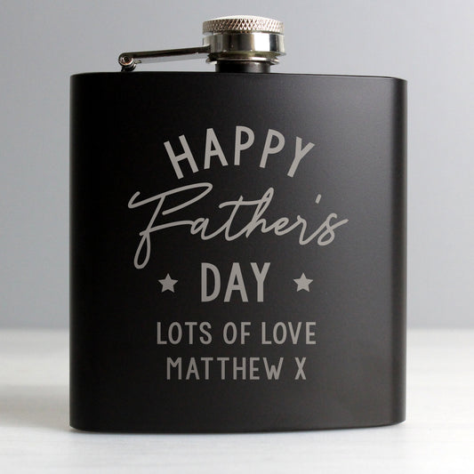 Personalised Father's Day Black Hip Flask - MK&JD Gifts