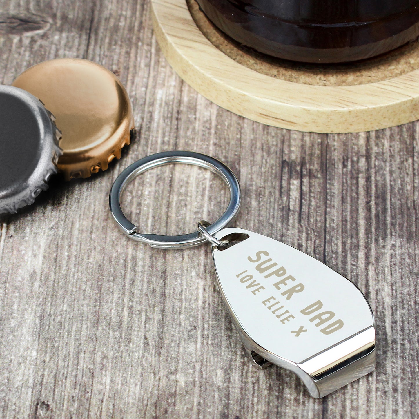 Personalised Super Dad Bottle Opener Keyring - MK&JD Gifts