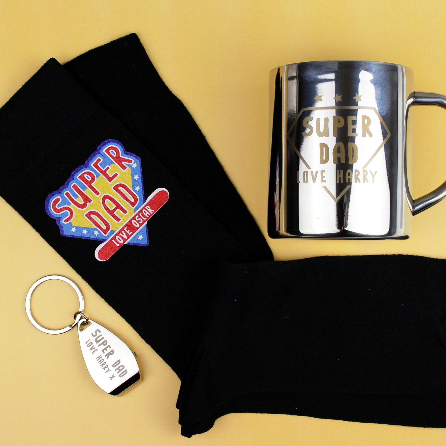 Personalised Super Dad Bottle Opener Keyring - MK&JD Gifts