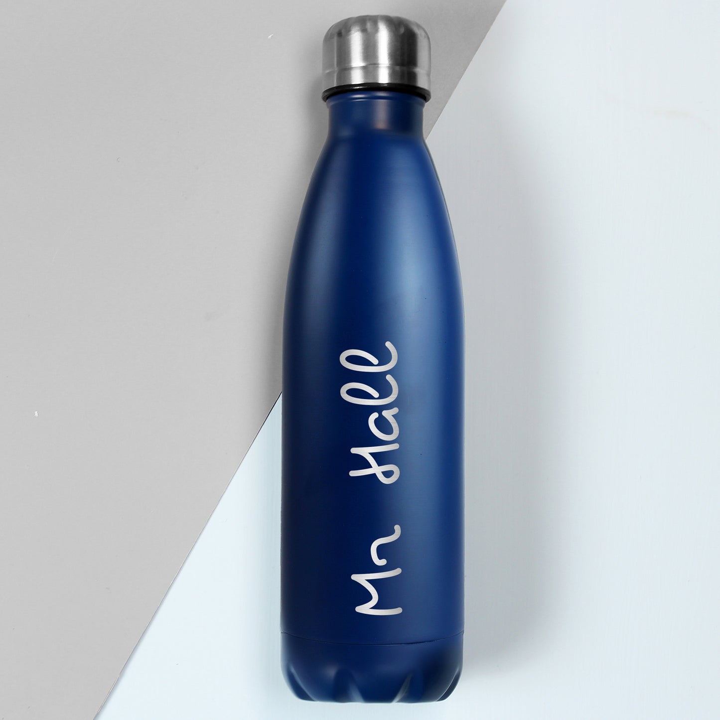 Personalised Name Only Blue Metal Insulated Drinks Bottle - MK&JD Gifts