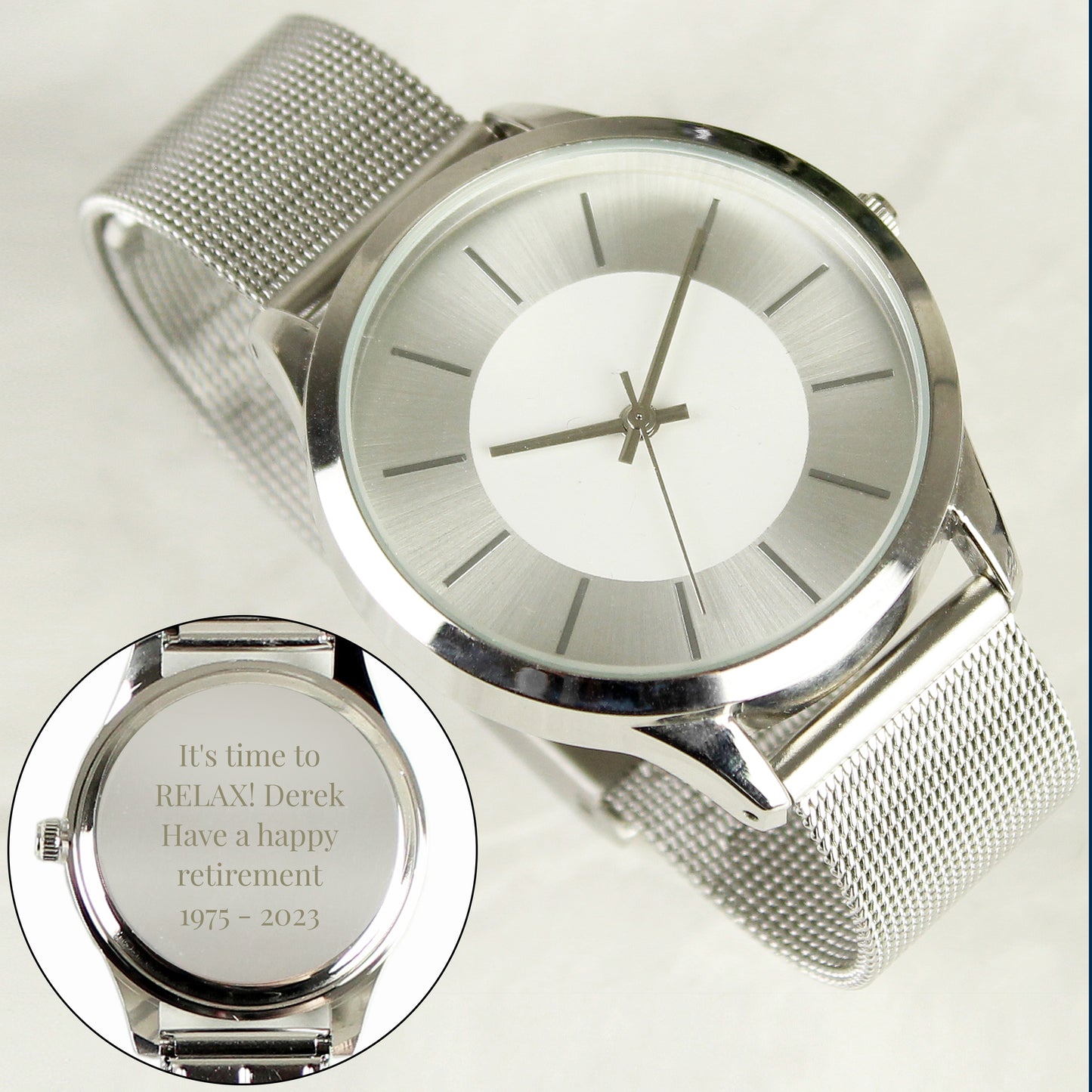 Personalised Silver with Mesh Style Strap Watch - MK&JD Gifts