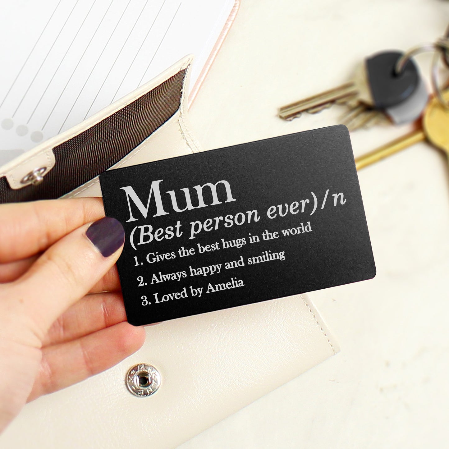 Personalised Definition Black Wallet Card - MK&JD Gifts