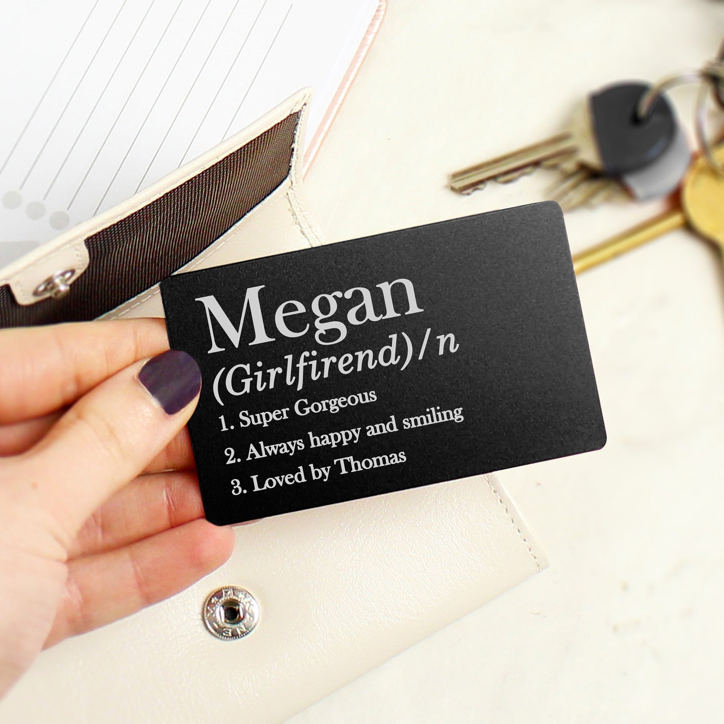 Personalised Definition Black Wallet Card - MK&JD Gifts