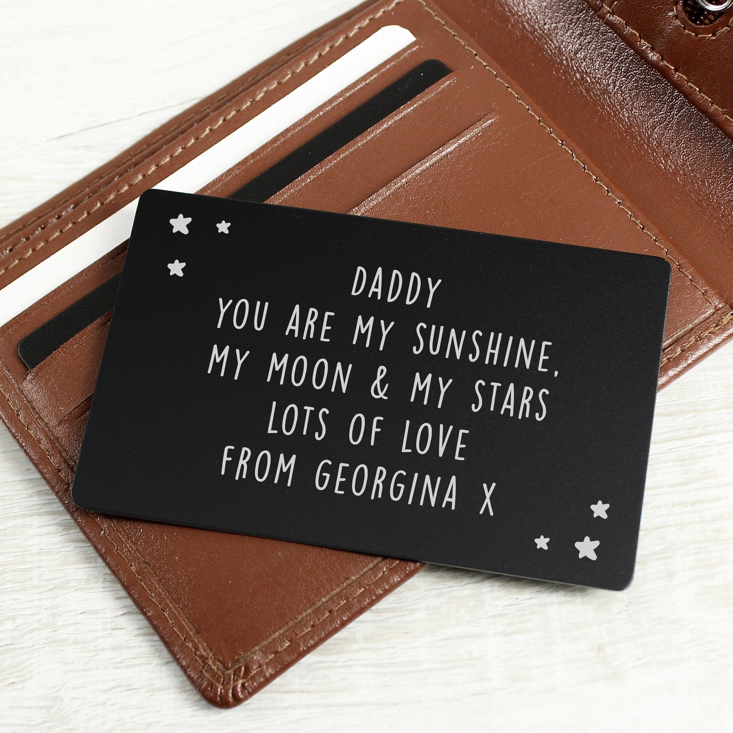 Personalised Star Black Wallet Card - MK&JD Gifts