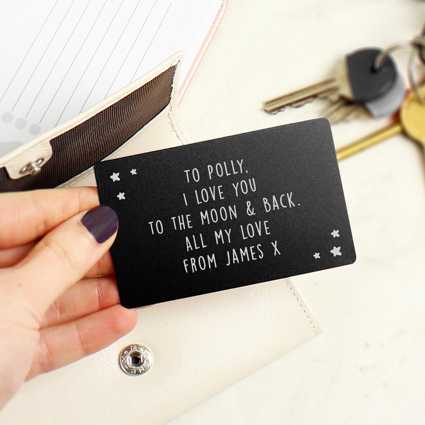 Personalised Star Black Wallet Card - MK&JD Gifts