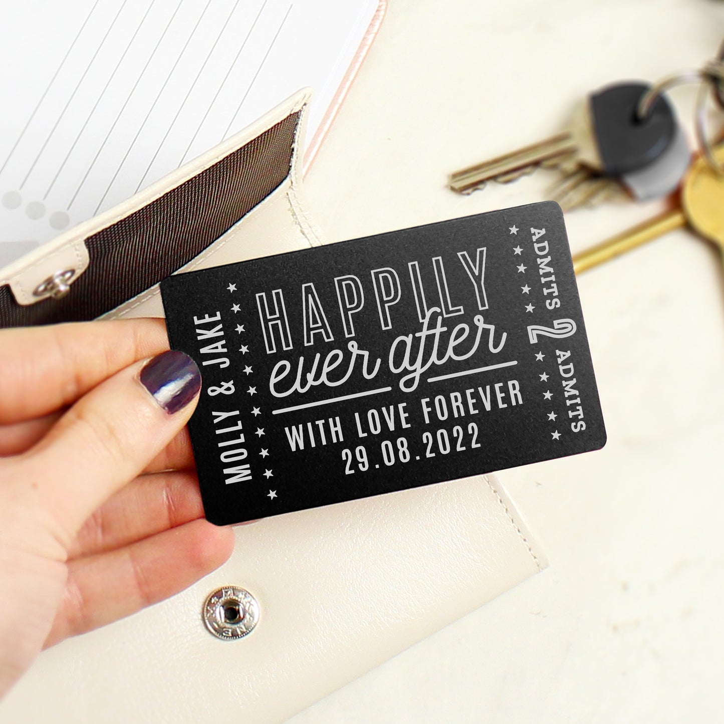 Personalised Happily Ever After Black Wallet Card - MK&JD Gifts